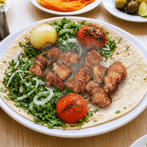 Lamb Meat Pieces on Skewer